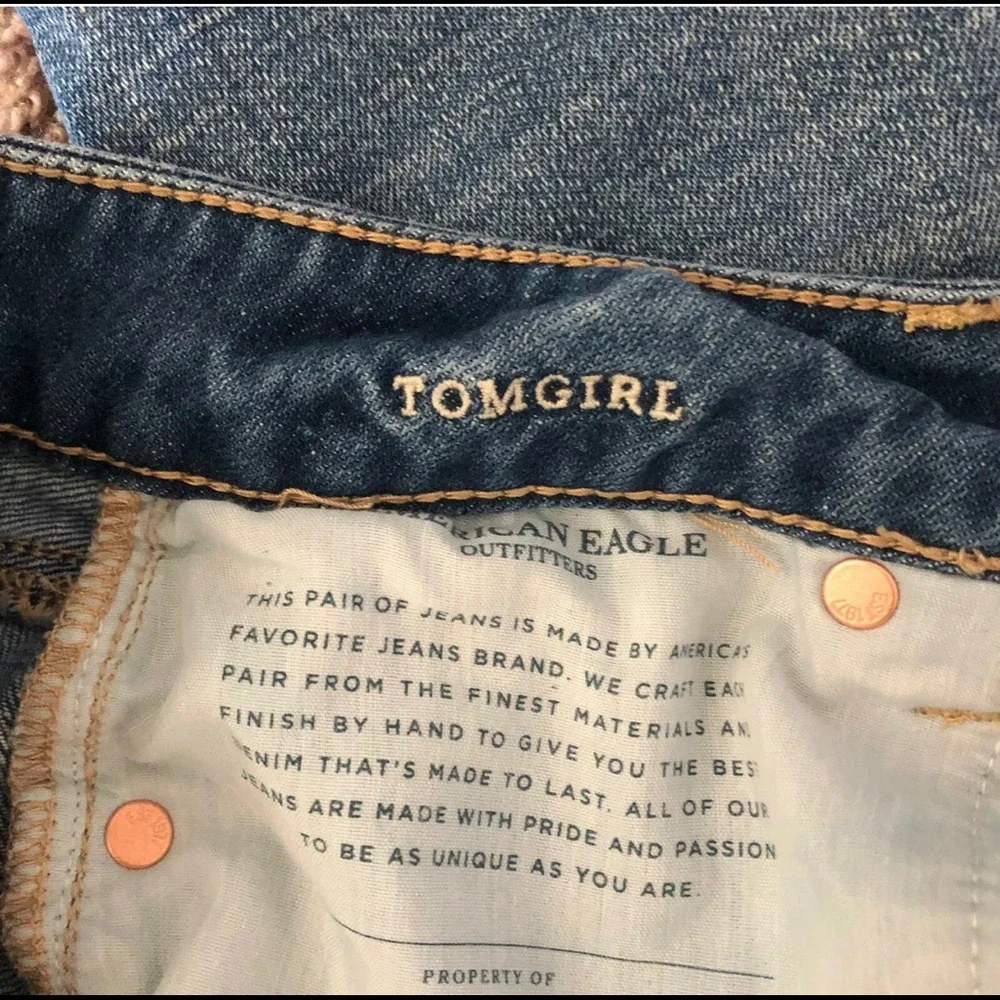 American Eagle Distressed Button Fly Tom girl Jeans L8 - Picture 8 of 8